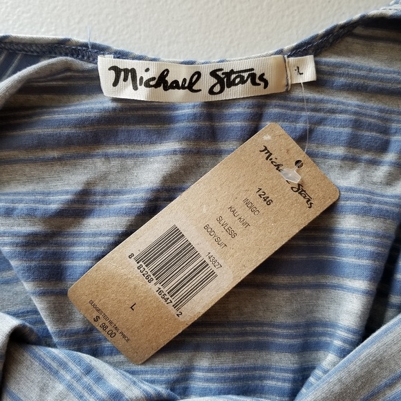 Michael Stars Striped Scoop Neck Bodysuit - size L - Picture 2 of 4
